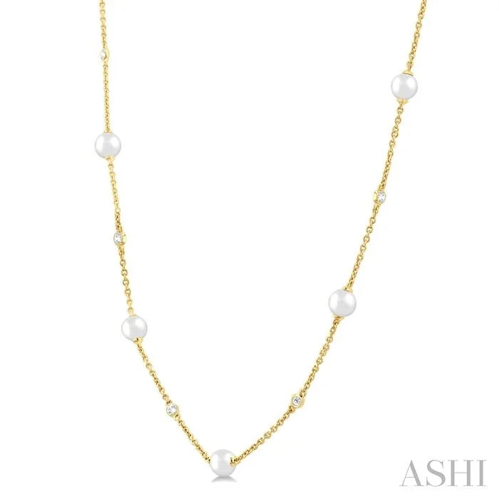Pearl & Diamond Station Necklace