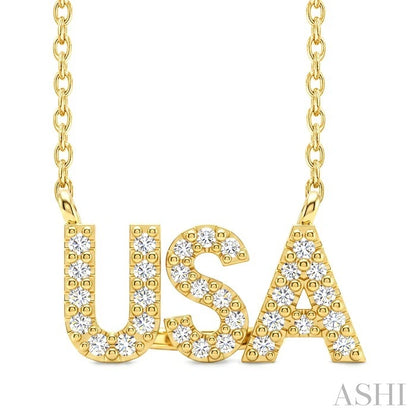 Block 'Usa' Diamond Name Necklace