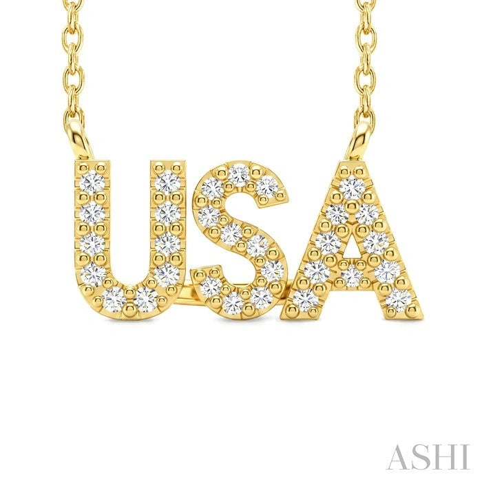 Block 'Usa' Diamond Name Necklace