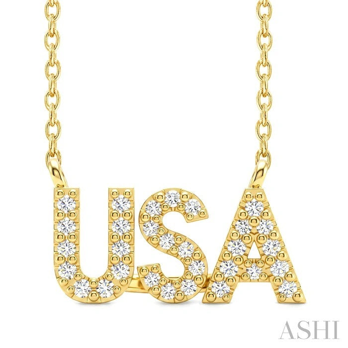 Block 'Usa' Diamond Name Necklace