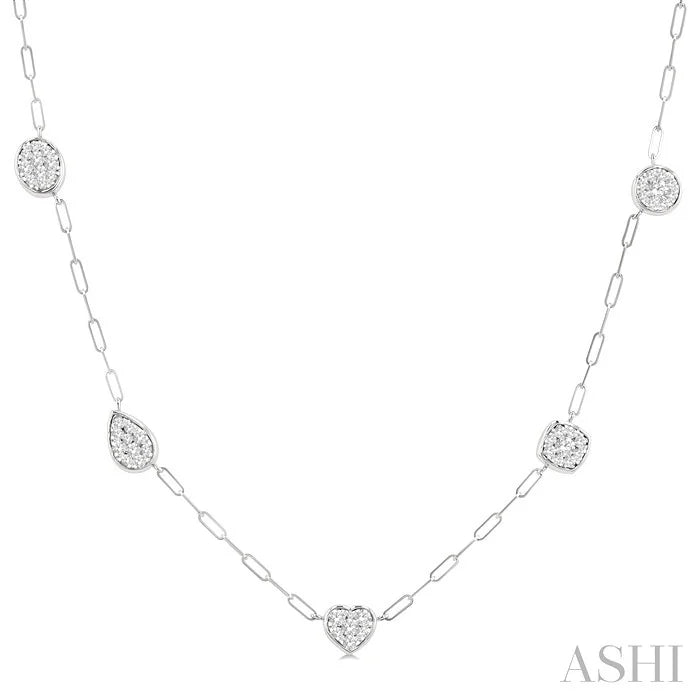 Mixed Shape Paperclip Lovebright Diamond Station Necklace