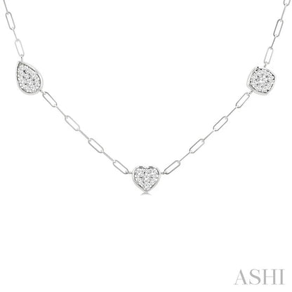Mixed Shape Paperclip Lovebright Diamond Station Necklace