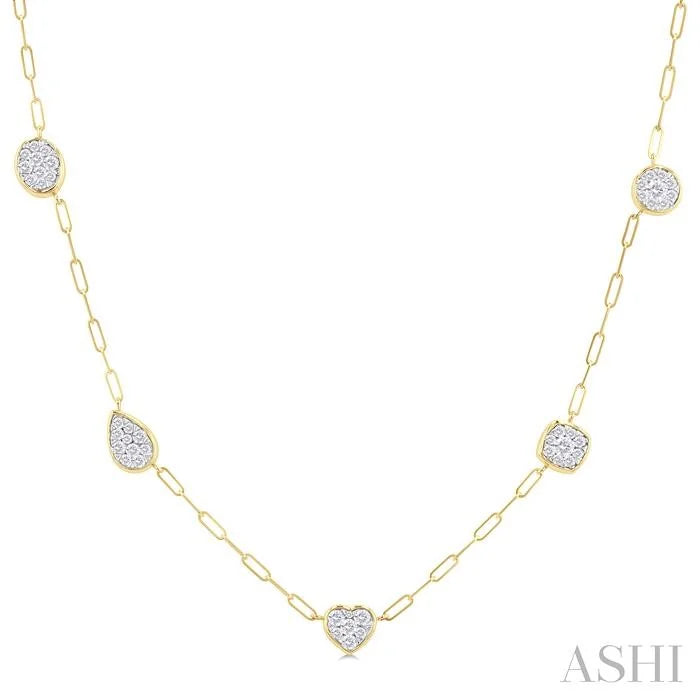 Mixed Shape Paperclip Lovebright Diamond Station Necklace