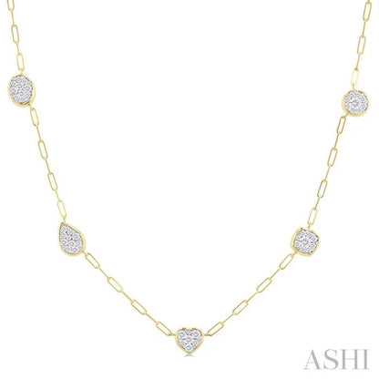 Mixed Shape Paperclip Lovebright Diamond Station Necklace