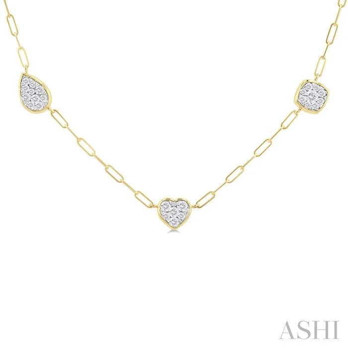 Mixed Shape Paperclip Lovebright Diamond Station Necklace
