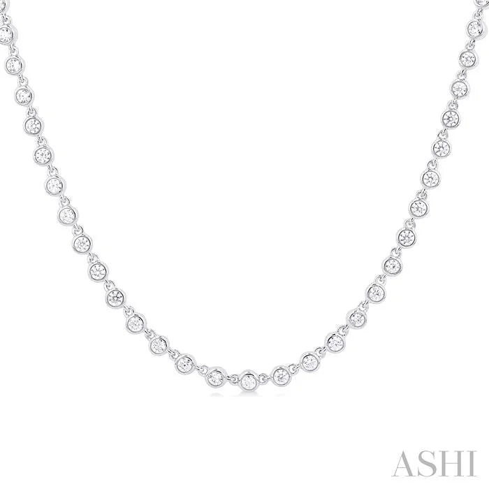 Halfway Bezel Set Diamond Tennis Necklace