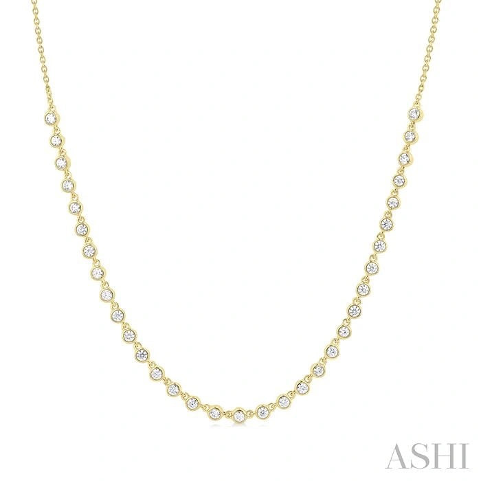 Halfway Bezel Set Diamond Tennis Necklace