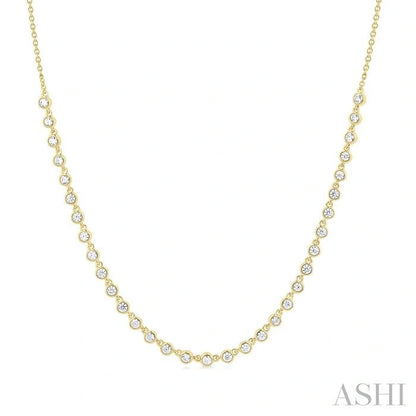 Halfway Bezel Set Diamond Tennis Necklace
