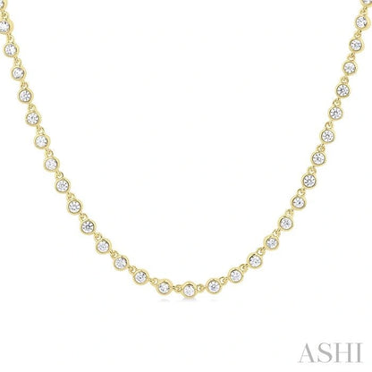 Halfway Bezel Set Diamond Tennis Necklace