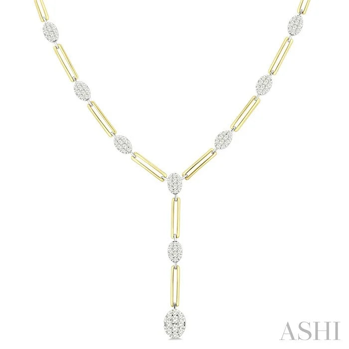 Oval Shape Paperclip Lovebright Diamond Fashion Necklace