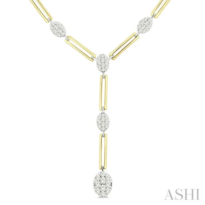 Oval Shape Paperclip Lovebright Diamond Fashion Necklace