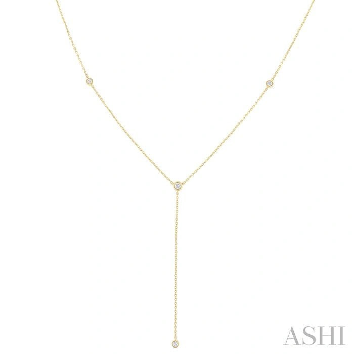 Bezel Set Diamond Station Lariat Y Necklace