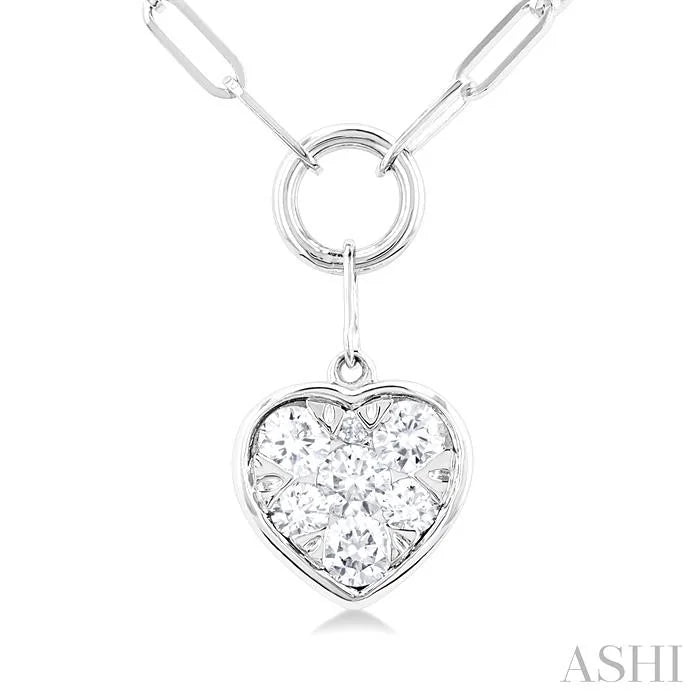 Heart Shape Lovebright Bezel Paperclip Necklace