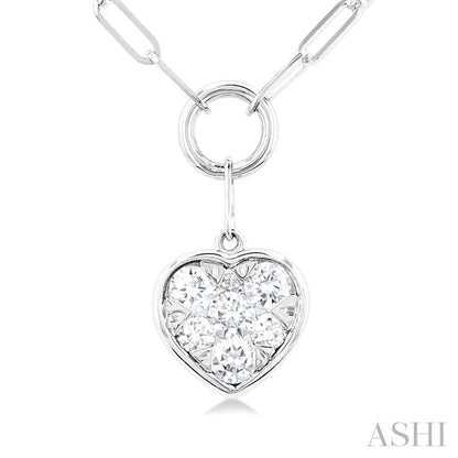 Heart Shape Lovebright Bezel Paperclip Necklace