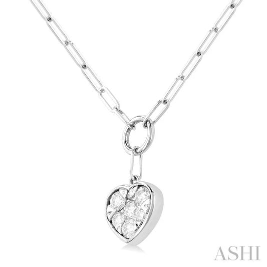 Heart Shape Lovebright Bezel Paperclip Necklace
