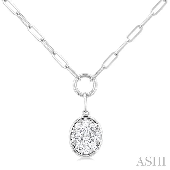 Oval Shape Lovebright Bezel Paperclip Necklace