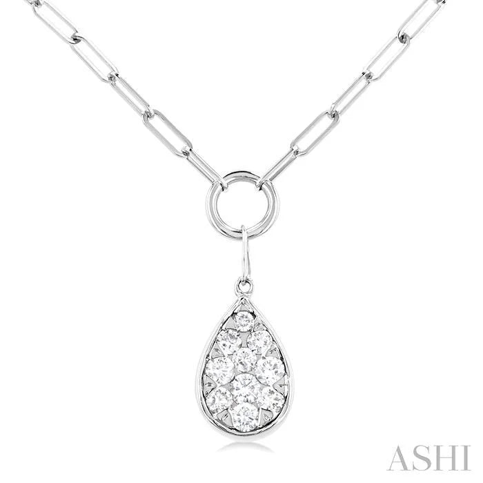 Pear Shape Lovebright Bezel Paperclip Necklace