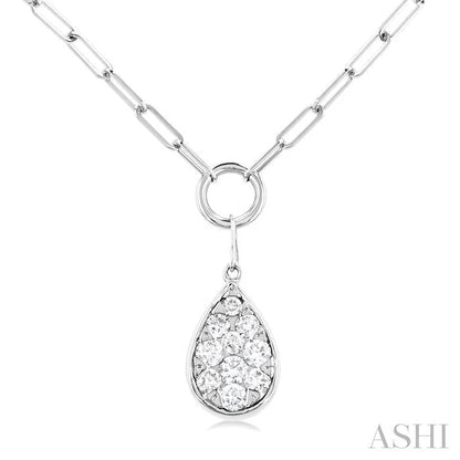 Pear Shape Lovebright Bezel Paperclip Necklace