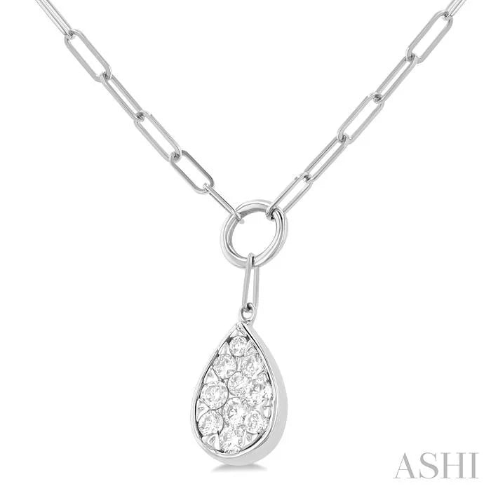 Pear Shape Lovebright Bezel Paperclip Necklace