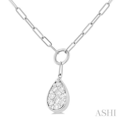 Pear Shape Lovebright Bezel Paperclip Necklace