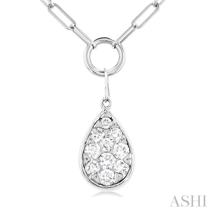 Pear Shape Lovebright Bezel Paperclip Necklace