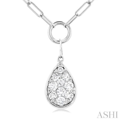 Pear Shape Lovebright Bezel Paperclip Necklace
