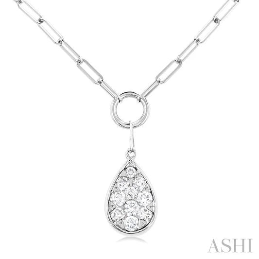 Pear Shape Lovebright Bezel Paperclip Necklace