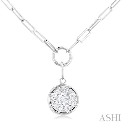 Round Shape Lovebright Bezel Paperclip Necklace