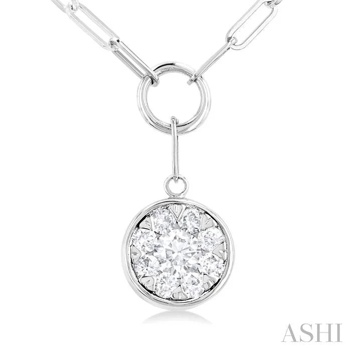 Round Shape Lovebright Bezel Paperclip Necklace