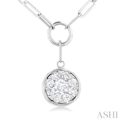 Round Shape Lovebright Bezel Paperclip Necklace