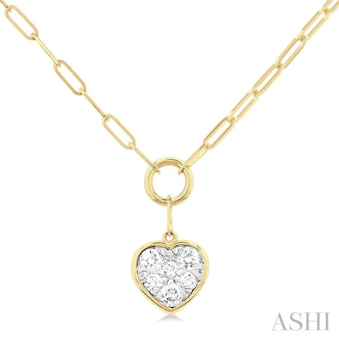 Heart Shape Lovebright Bezel Paperclip Necklace