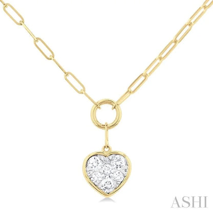 Heart Shape Lovebright Bezel Paperclip Necklace