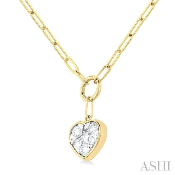Heart Shape Lovebright Bezel Paperclip Necklace