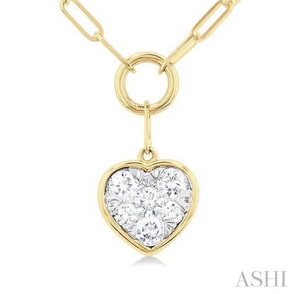 Heart Shape Lovebright Bezel Paperclip Necklace