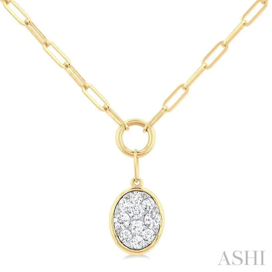 Oval Shape Lovebright Bezel Paperclip Necklace