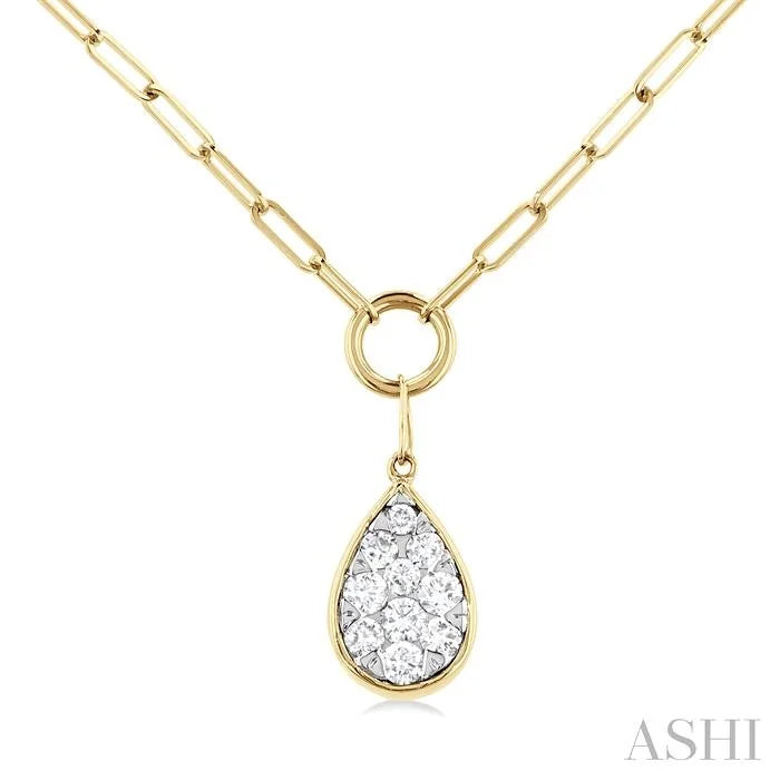 Pear Shape Lovebright Bezel Paperclip Necklace