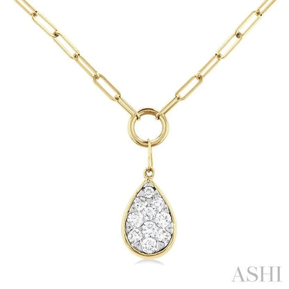 Pear Shape Lovebright Bezel Paperclip Necklace