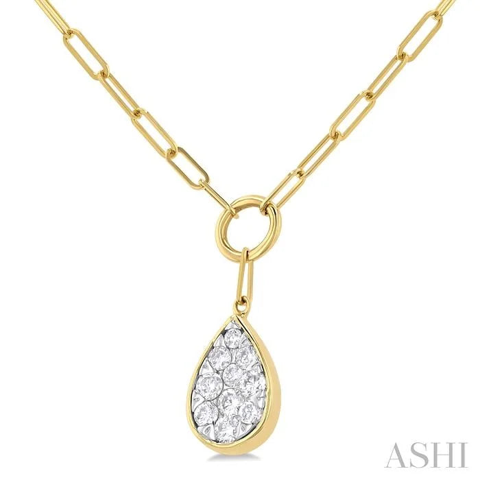 Pear Shape Lovebright Bezel Paperclip Necklace