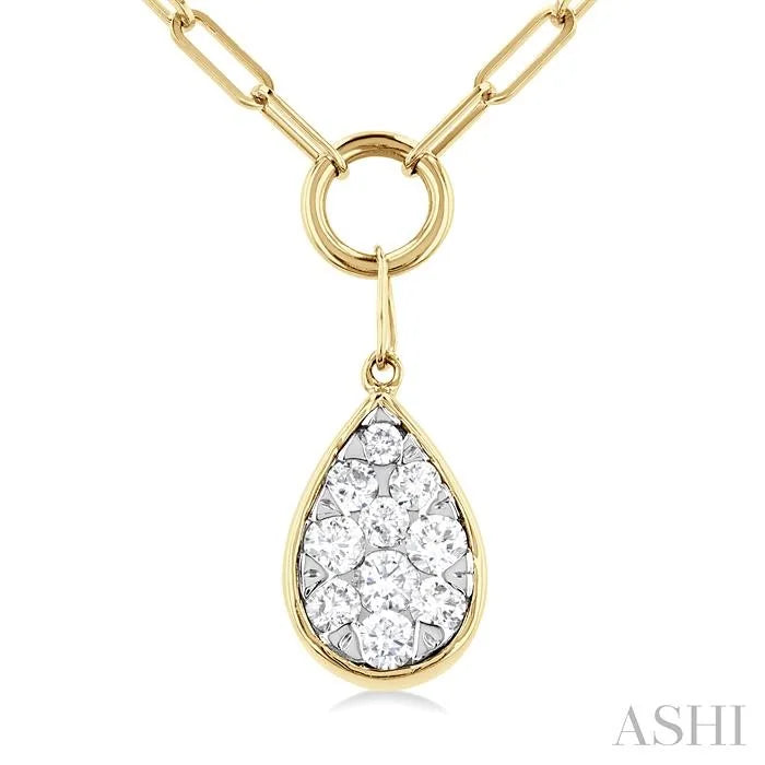Pear Shape Lovebright Bezel Paperclip Necklace