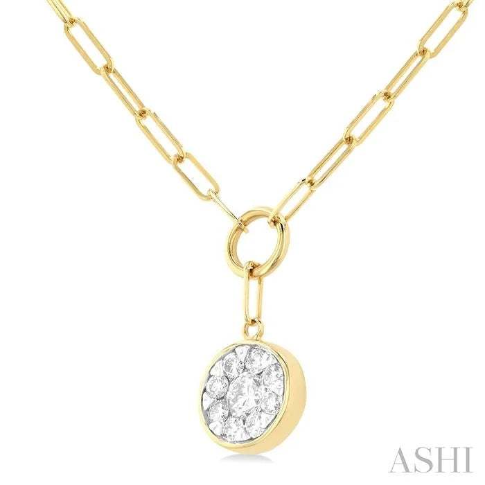 Round Shape Lovebright Bezel Paperclip Necklace