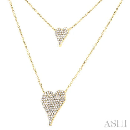 Double Heart Shape Layered Diamond Necklace