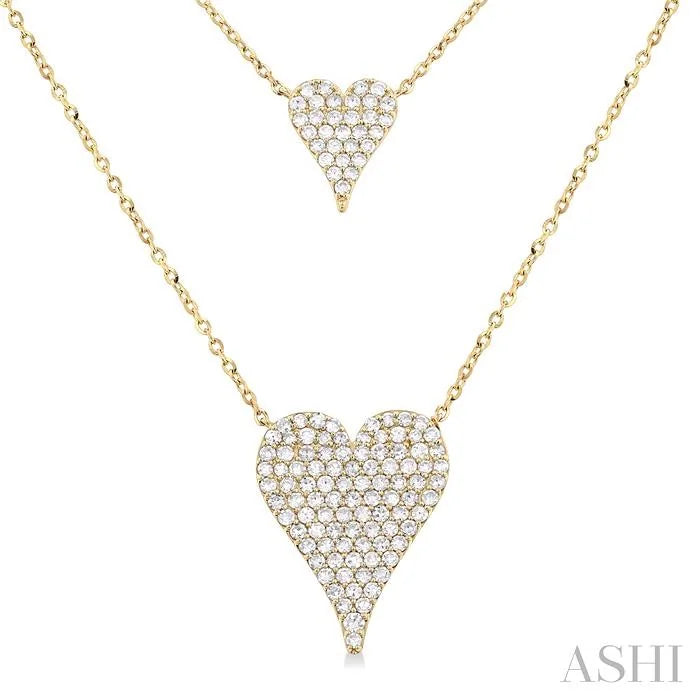 Double Heart Shape Layered Diamond Necklace