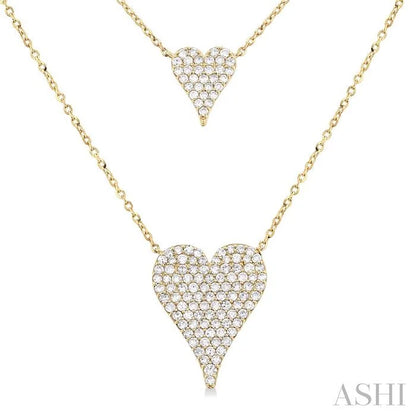 Double Heart Shape Layered Diamond Necklace