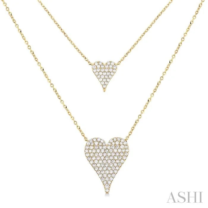 Double Heart Shape Layered Diamond Necklace