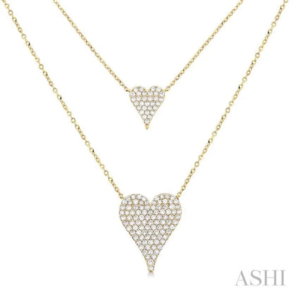 Double Heart Shape Layered Diamond Necklace