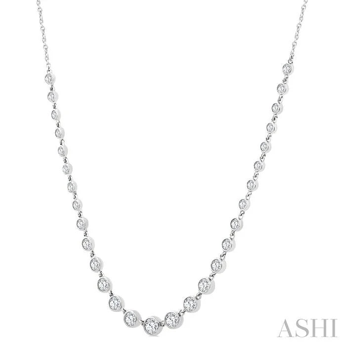 Halfway Graduated Bezel Set Diamond Tennis Necklace