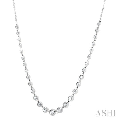 Halfway Graduated Bezel Set Diamond Tennis Necklace