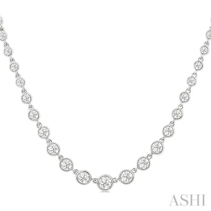 Halfway Graduated Bezel Set Diamond Tennis Necklace