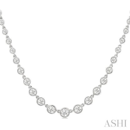 Halfway Graduated Bezel Set Diamond Tennis Necklace