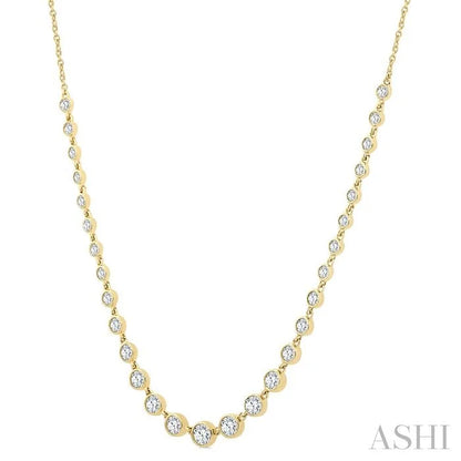 Halfway Graduated Bezel Set Diamond Tennis Necklace
